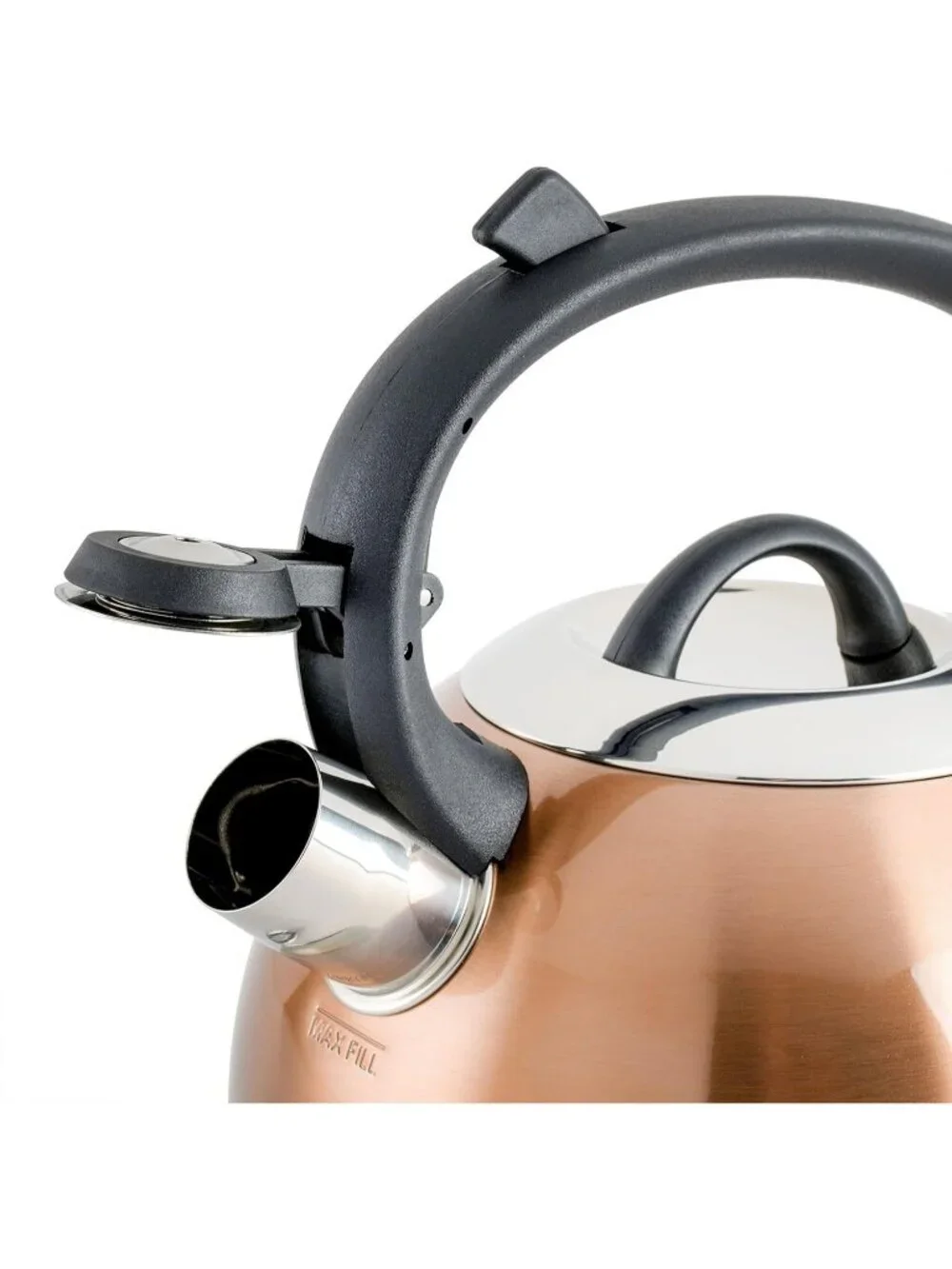 Copper Kitchen Whistling Tea Kettle 1.75-QT Stainless Steel Stove-Top Tea pot